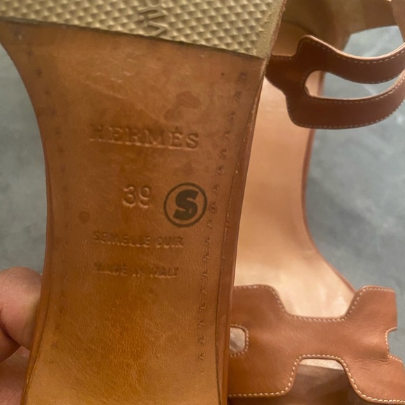 Vintage Hermès H-Strap Leather Heeled Sandals Size 39 – Authentic - Picture 6 of 7